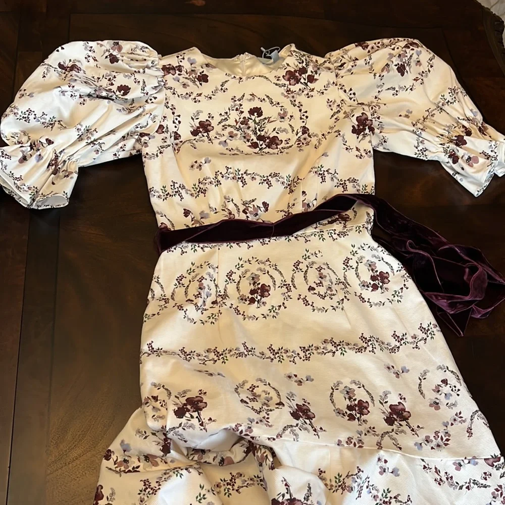 ANTONIO MELANI x NICOLA BATHIE EMILIA FLORAL PRINT DROP WAIST DRESS. - Picture 11 of 14